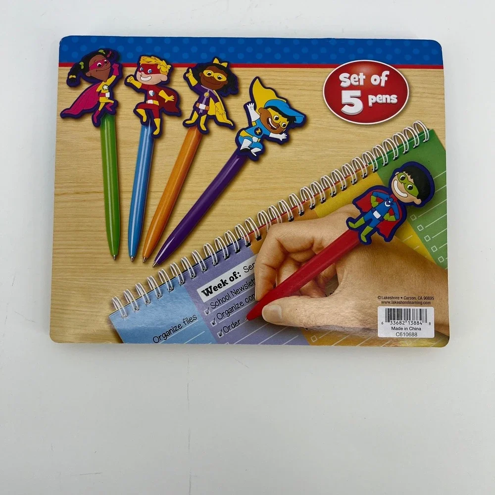 Lakeshore Superhero Pens Multicolor Character Toppers Set of 5 XX2019EC